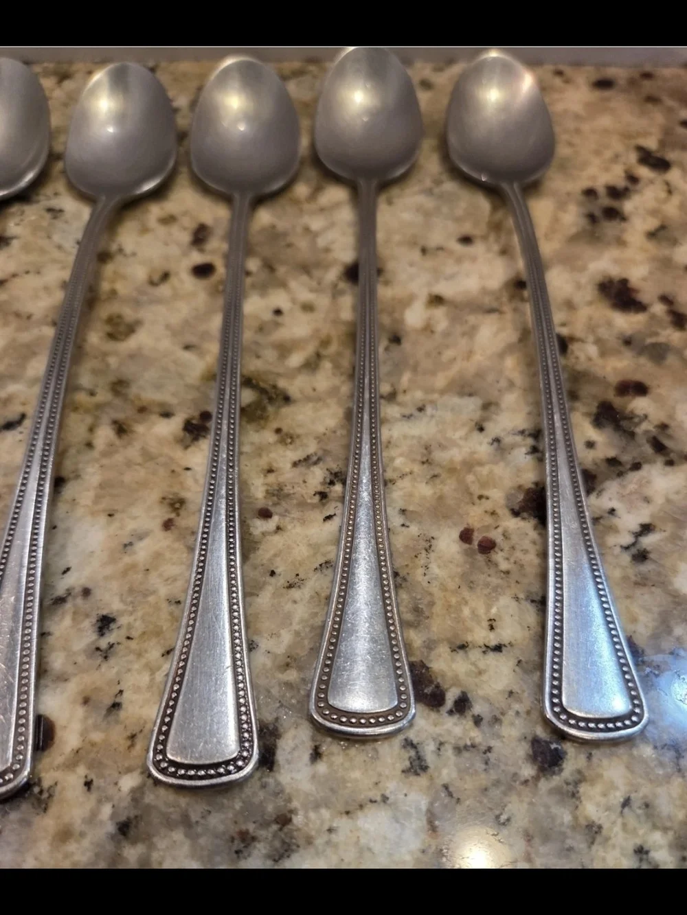 Oneida Flatware NEEDLEPOINT BEADED Artistry ICED TEA SPOONS 1881 Rogers Vintage